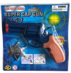 Cap Gun 8 Shot Diecast .357 Magnum Pistol With Sheriff Badge