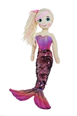 45cm Shui Peach Pink Mermaid Flip Sequined Tail