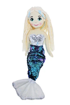 45cm Fay Silver Blue Mermaid Flip Sequined Tail