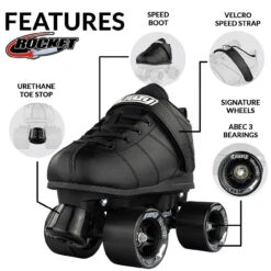 Rocket Roller Skates Black - Size Mens 6/Ladies 7 (EU38) -UNCLE PETES TOYS Sales RBA38 1 30186.1671685247