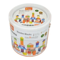 Viga Colioured Wooden Pattern Blocks In Carry Case 50 Piece