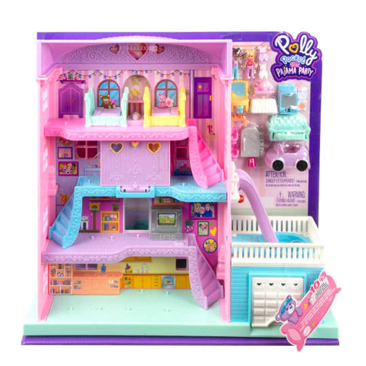 Polly Pocket Pajama Party Sleepover Adventure House Playset 3 Polly Pocket Pajama Party Sleepover Adventure House Playset