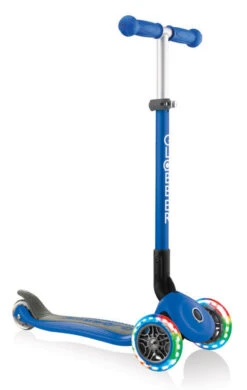 Globber Primo Foldable Scooter - Navy Blue Light Up Wheels
